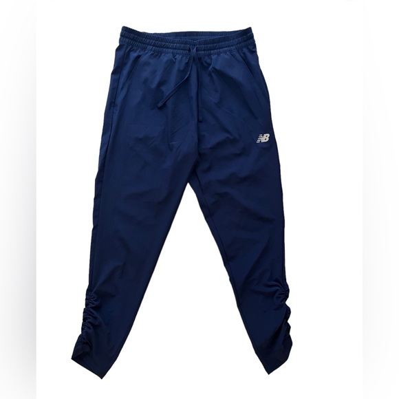New Balance x Isaac Mizrahi Indigo Blue Jogger Pants Womens Small Ruched Ankle - Picture 1 of 7